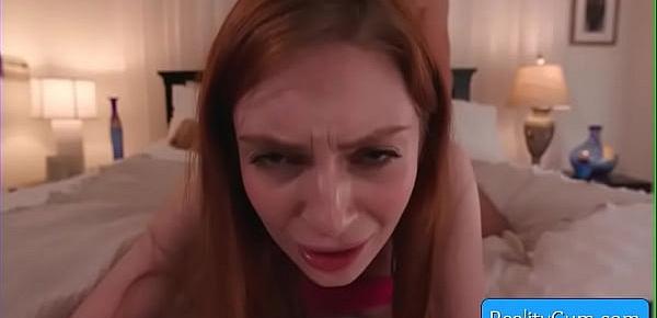  Sexy slutty redhead teen Aaliyah Love enjoy huge cock in her juicy pussy deep and hard from behind until she reach strong climax